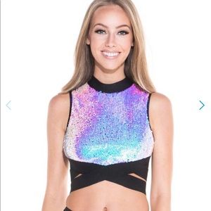 Cross sequin top